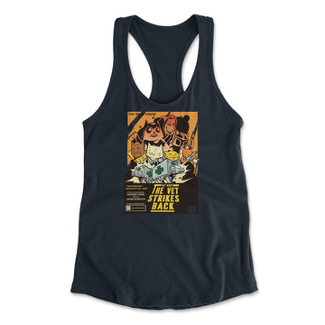 Cat Wars - The Vet Strikes Again Womens Racerback Tank in Midnight Navy color